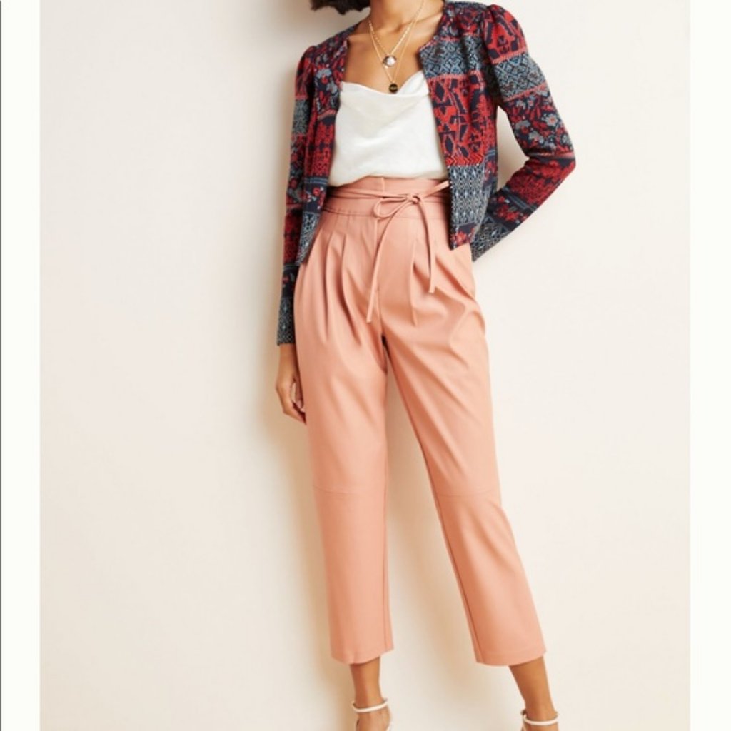 Anthropologie Faux Leather Pants Blush Nwt
